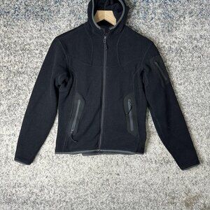 Arc'teryx Polartec Fleece Jacket Womens Small Black Full Zip Hooded Hiking‎